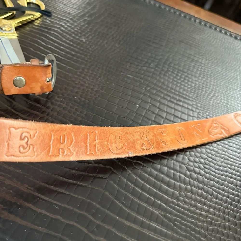 Vintage Erickson Hand-Tooled Leather Western Belt • Horse Motif Size 24